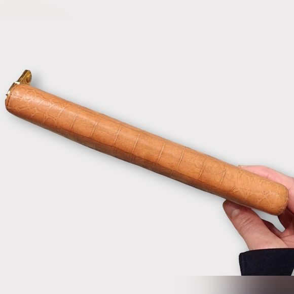 MIU MIU Crocodile Embossed Leather Zip Around Long Wallet, Salmon Pink - Picture 7 of 9